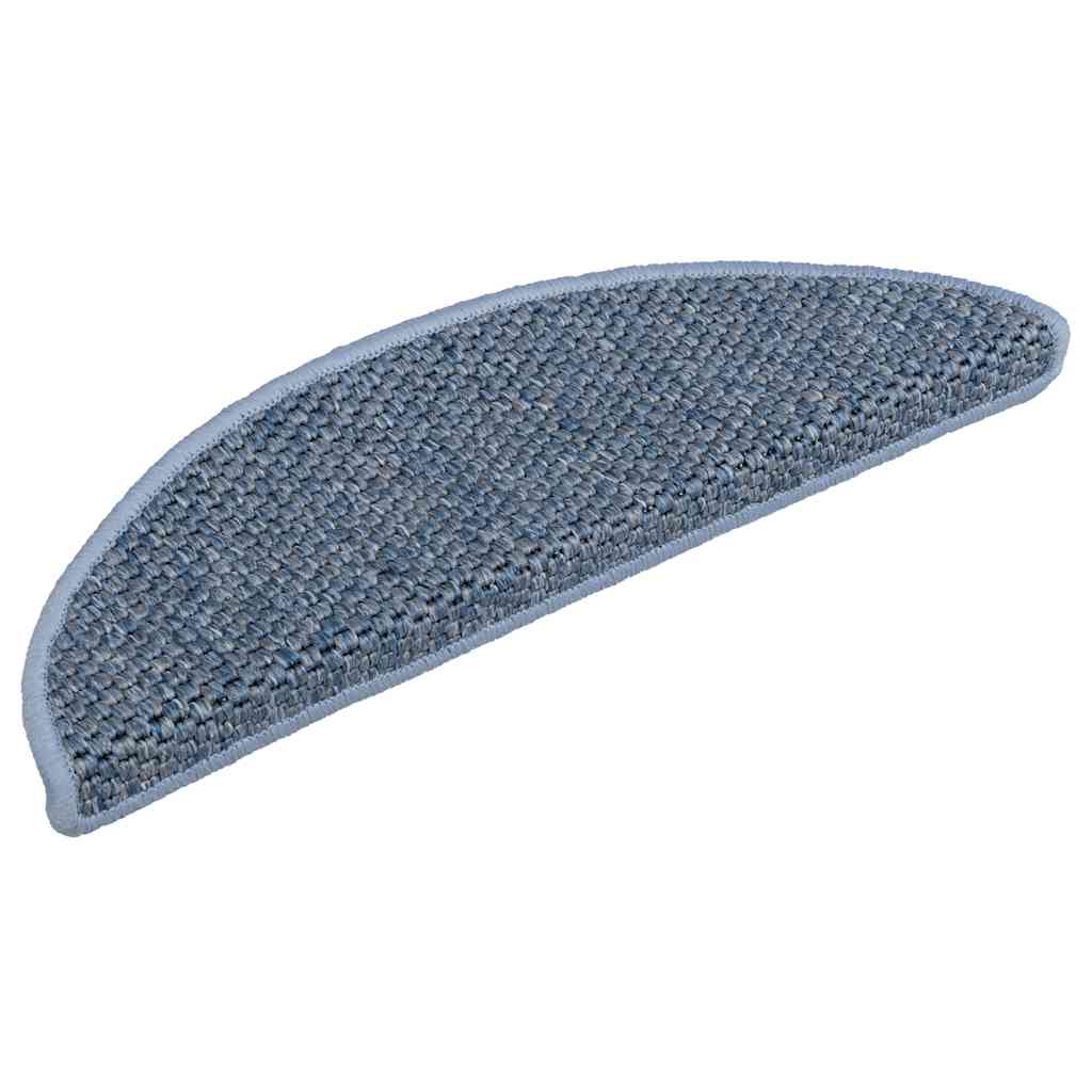 Selvklebende trappematter sisal-utseende 15 stk 56x17x3 cm blå