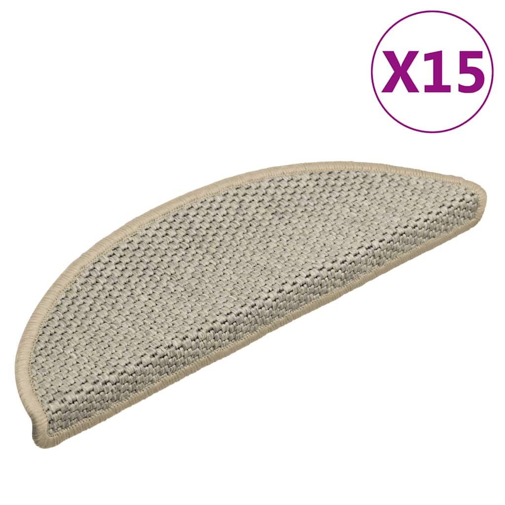 Selvklebende trappematter sisal 15 stk 56x17x3 cm lysegrønn