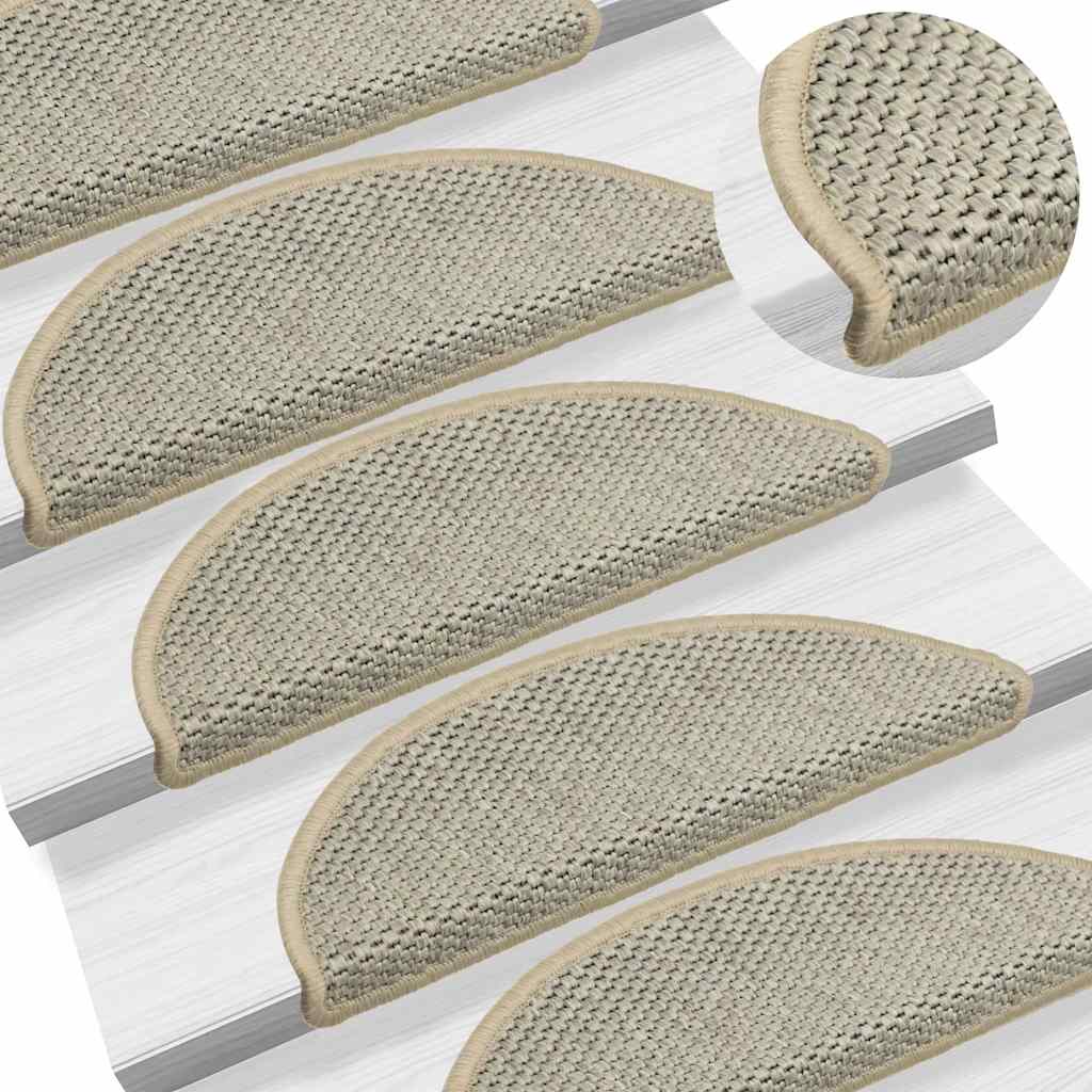 Selvklebende trappematter sisal 15 stk 56x17x3 cm lysegrønn