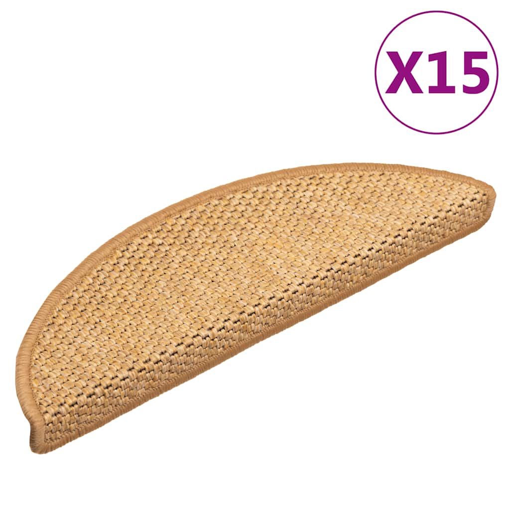 Selvklebende trappematter sisal-utseende 15 stk 56x17x3 sisal