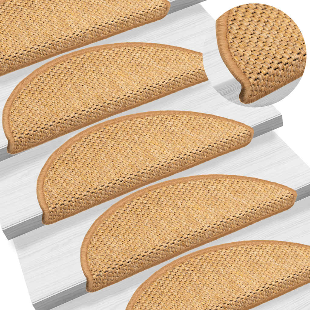 Selvklebende trappematter sisal-utseende 15 stk 56x17x3 sisal