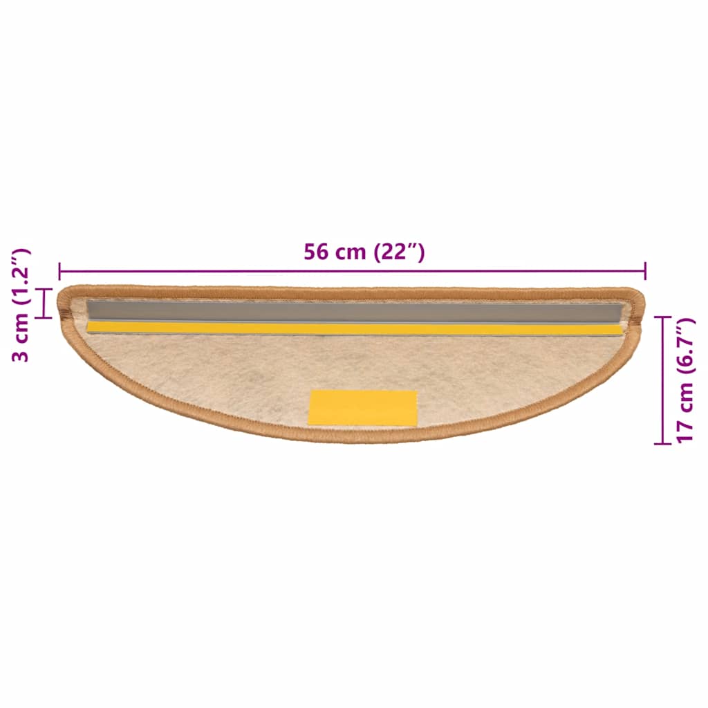Selvklebende trappematter sisal-utseende 15 stk 56x17x3 sisal
