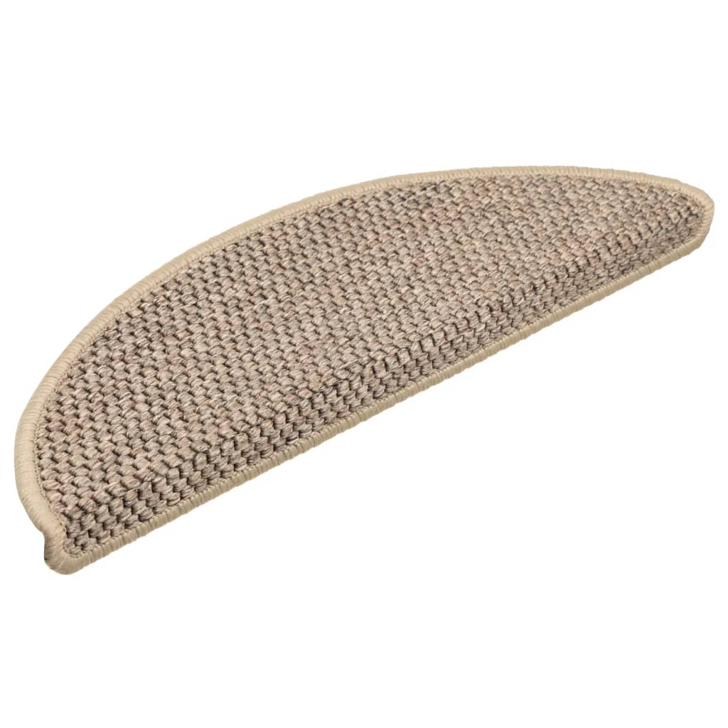 Selvklebende trappematter sisal 15 stk 56x17x3 cm mørk beige