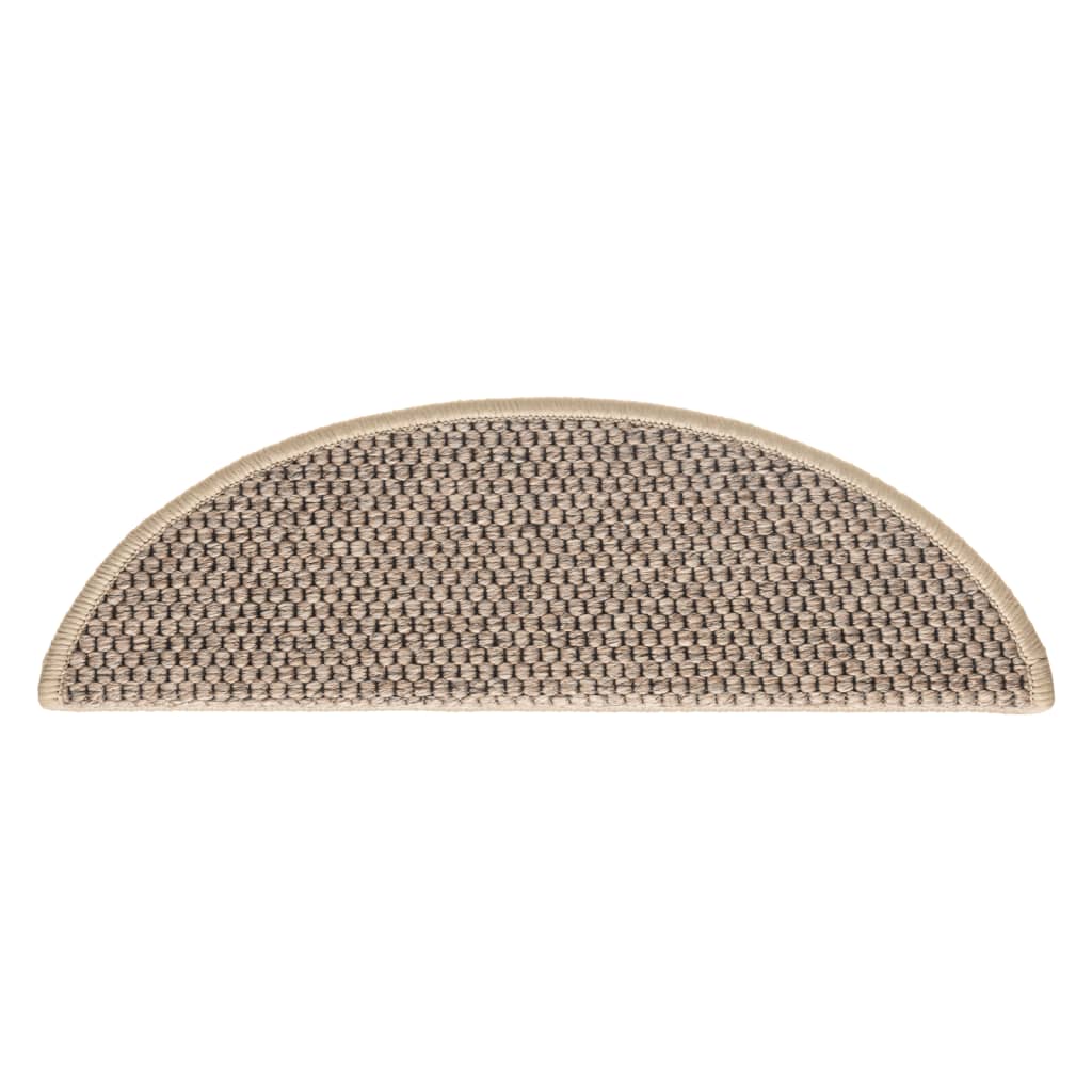 Selvklebende trappematter sisal 15 stk 56x17x3 cm mørk beige