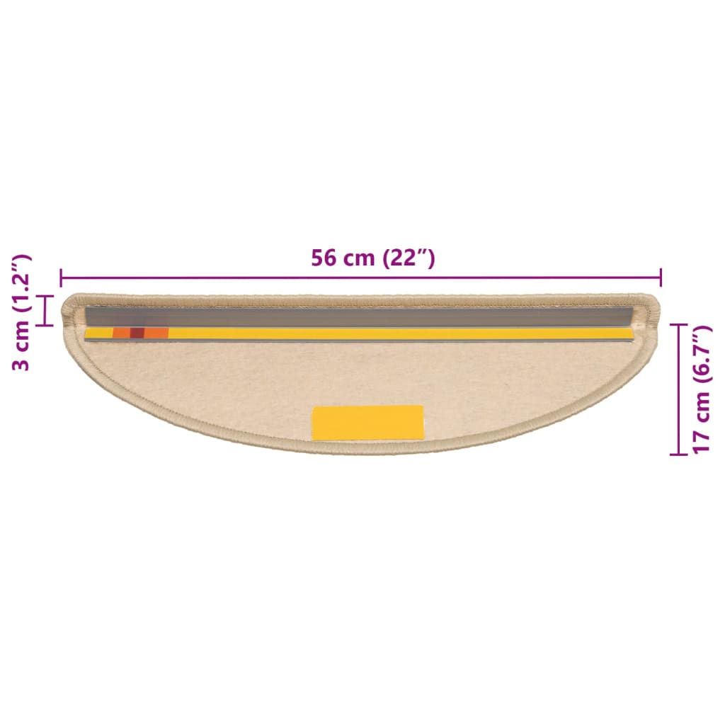 Selvklebende trappematter sisal 15 stk 56x17x3 cm mørk beige