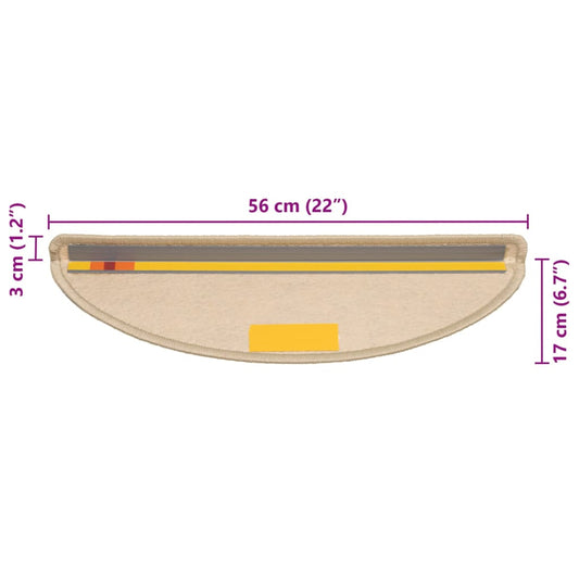 Selvklebende trappematter sisal 15 stk 56x17x3 cm mørk beige
