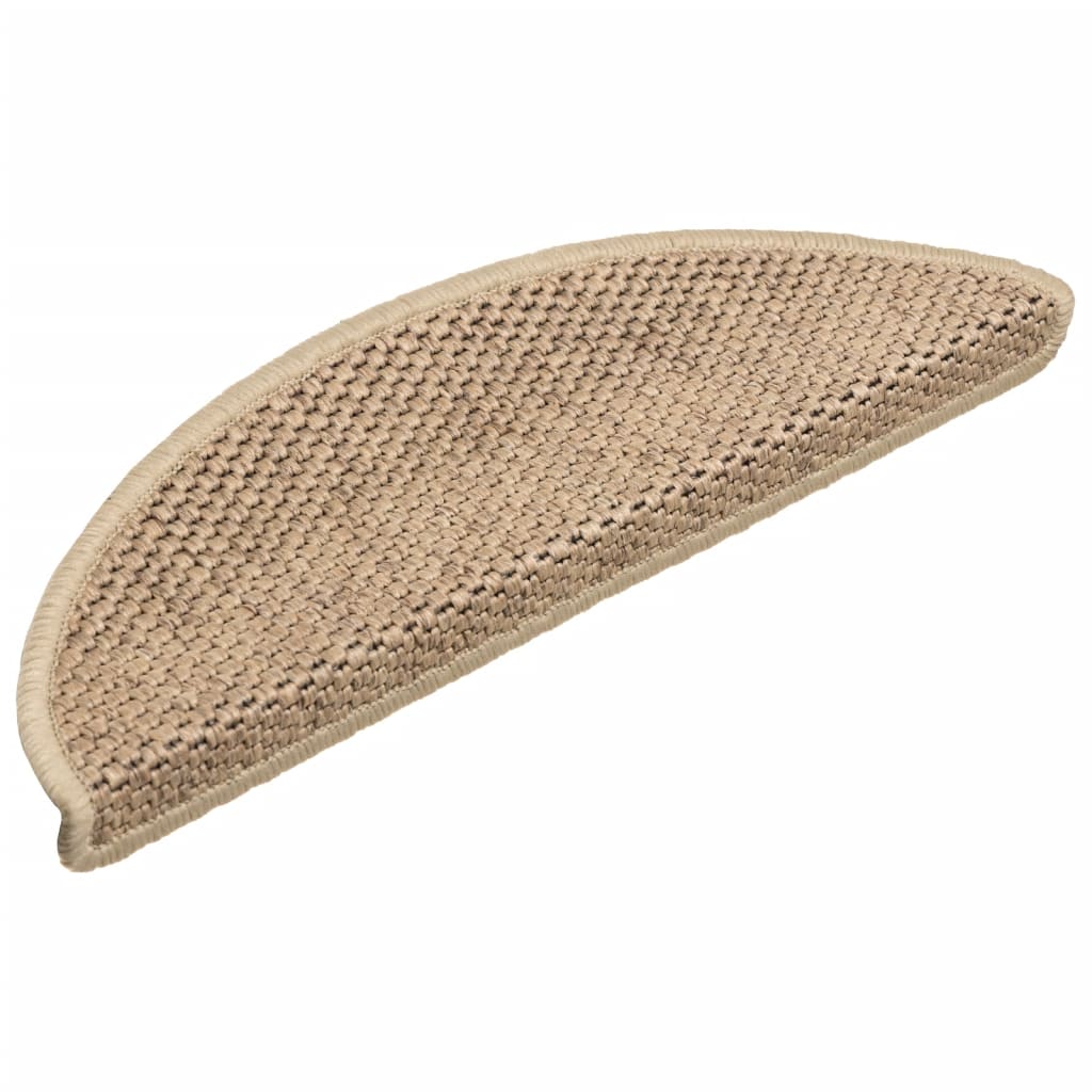 Selvklebende trappematter sisal-utseende 15 stk 56x17x3 cm sand