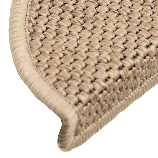Selvklebende trappematter sisal-utseende 15 stk 56x17x3 cm sand