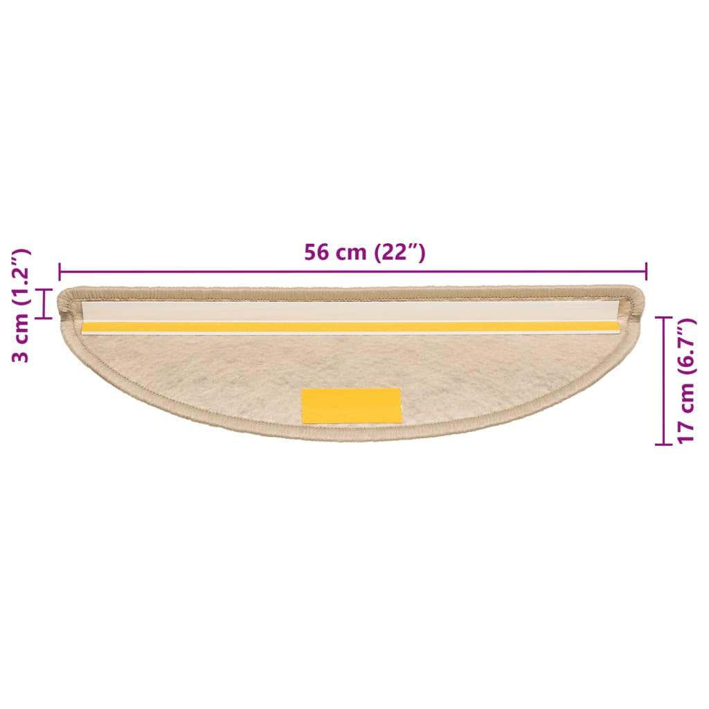 Selvklebende trappematter sisal-utseende 15 stk 56x17x3 cm sand