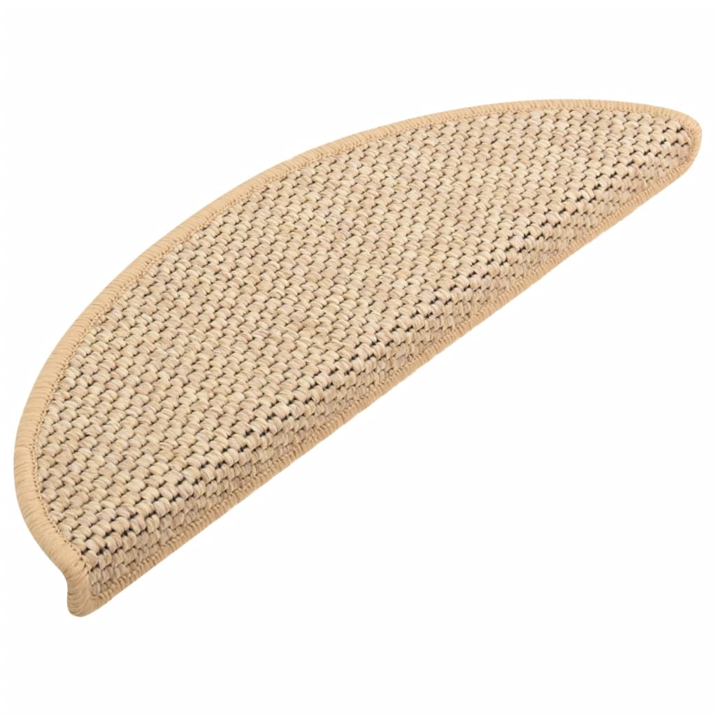 Selvklebende trappematter sisal 15 stk 56x17x3 cm lys beige