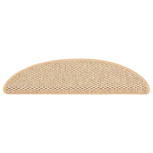 Selvklebende trappematter sisal 15 stk 56x17x3 cm lys beige