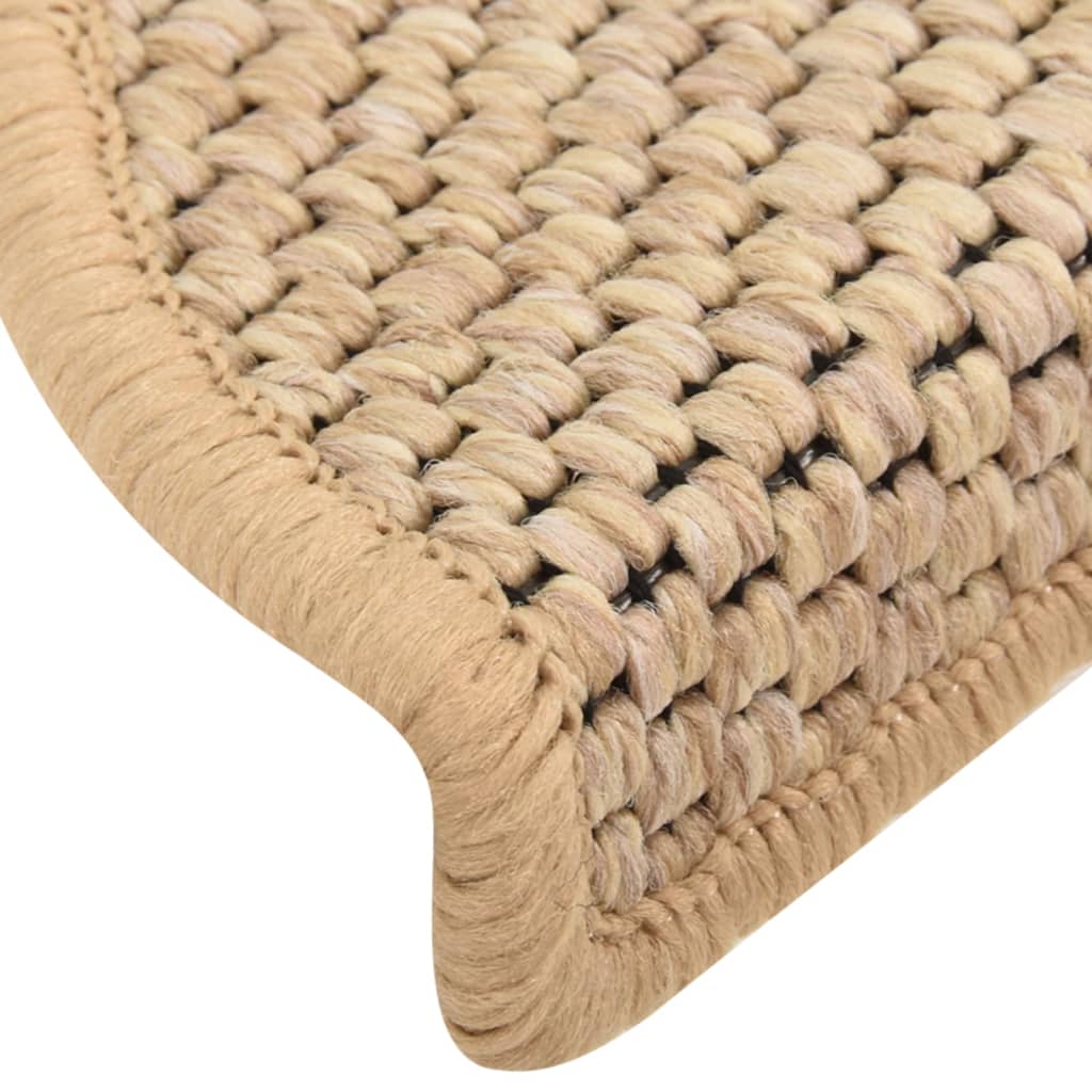 Selvklebende trappematter sisal 15 stk 56x17x3 cm lys beige