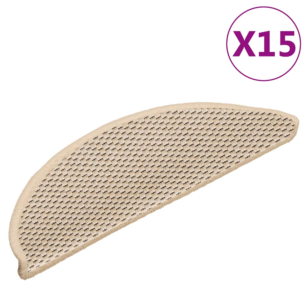 Selvklebende trappematter sisal-utseende 15stk 56x17x3 berber