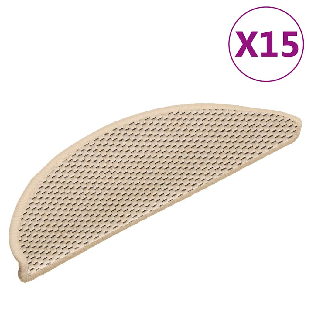 Selvklebende trappematter sisal-utseende 15stk 56x17x3 berber