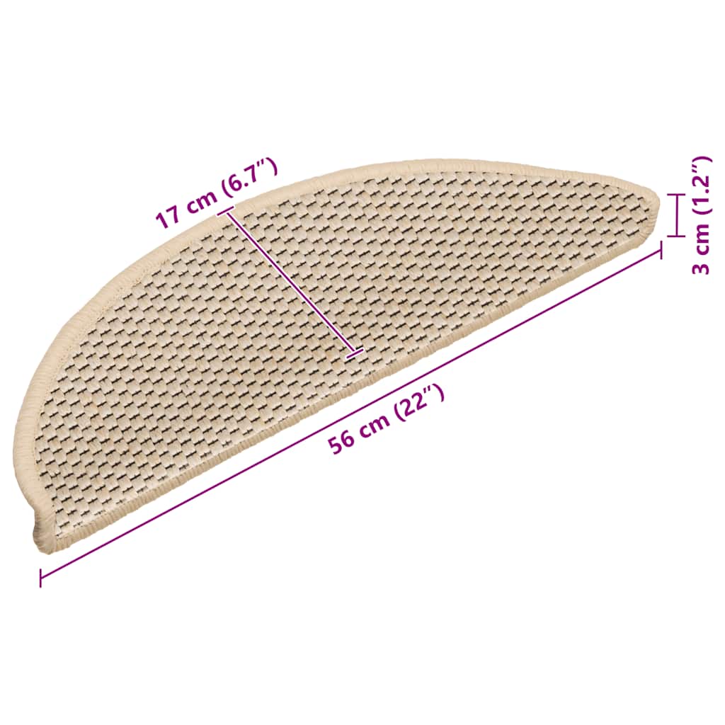 Selvklebende trappematter sisal-utseende 15stk 56x17x3 berber