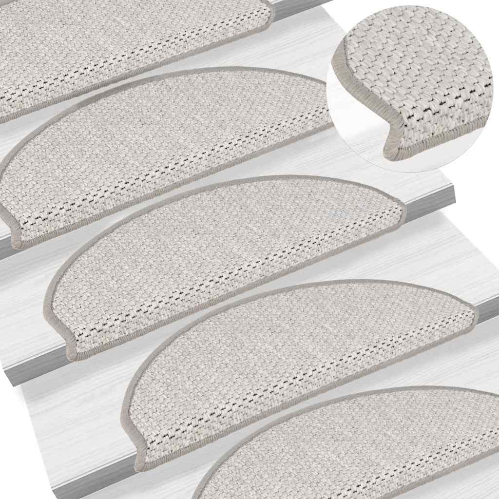 Selvklebende trappematter sisal 15 stk 65x21x4 cm platina