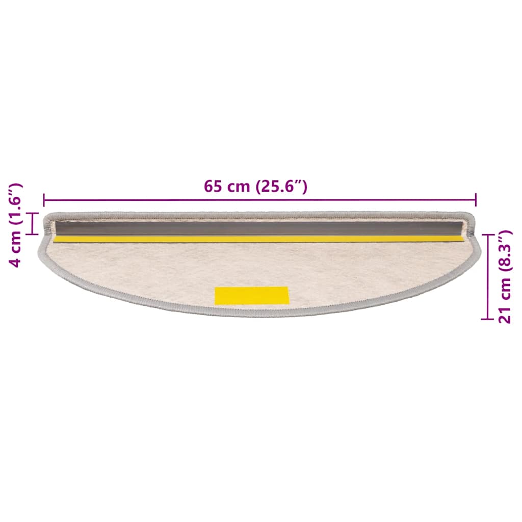 Selvklebende trappematter sisal 15 stk 65x21x4 cm platina