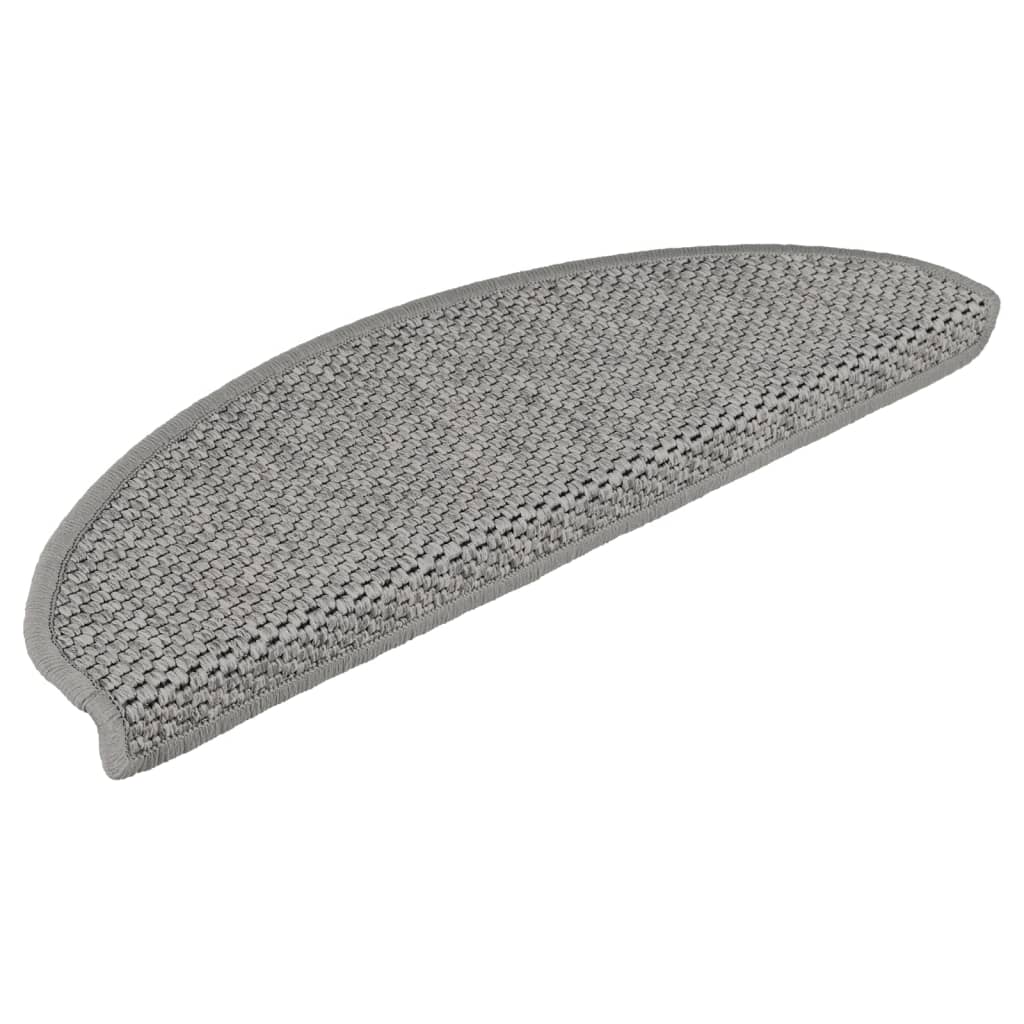 Selvklebende trappematter sisal-utseende 15 stk 65x21x4 cm sølv