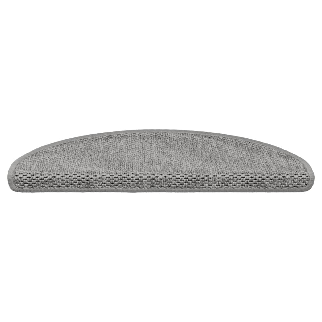 Selvklebende trappematter sisal-utseende 15 stk 65x21x4 cm sølv