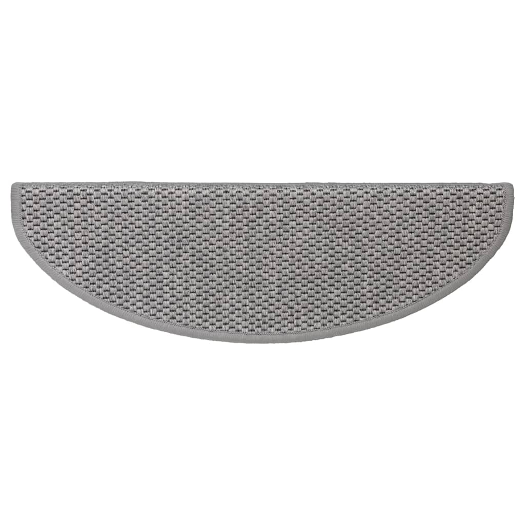 Selvklebende trappematter sisal-utseende 15 stk 65x21x4 cm sølv