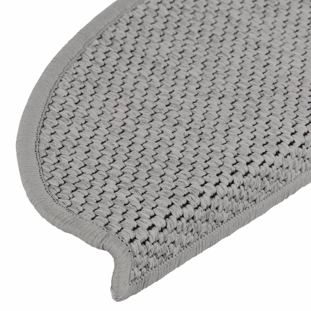 Selvklebende trappematter sisal-utseende 15 stk 65x21x4 cm sølv