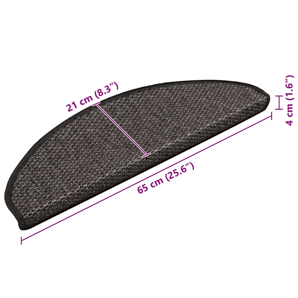Selvklebende trappematter sisal 15 stk 65x21x4 cm antrasitt