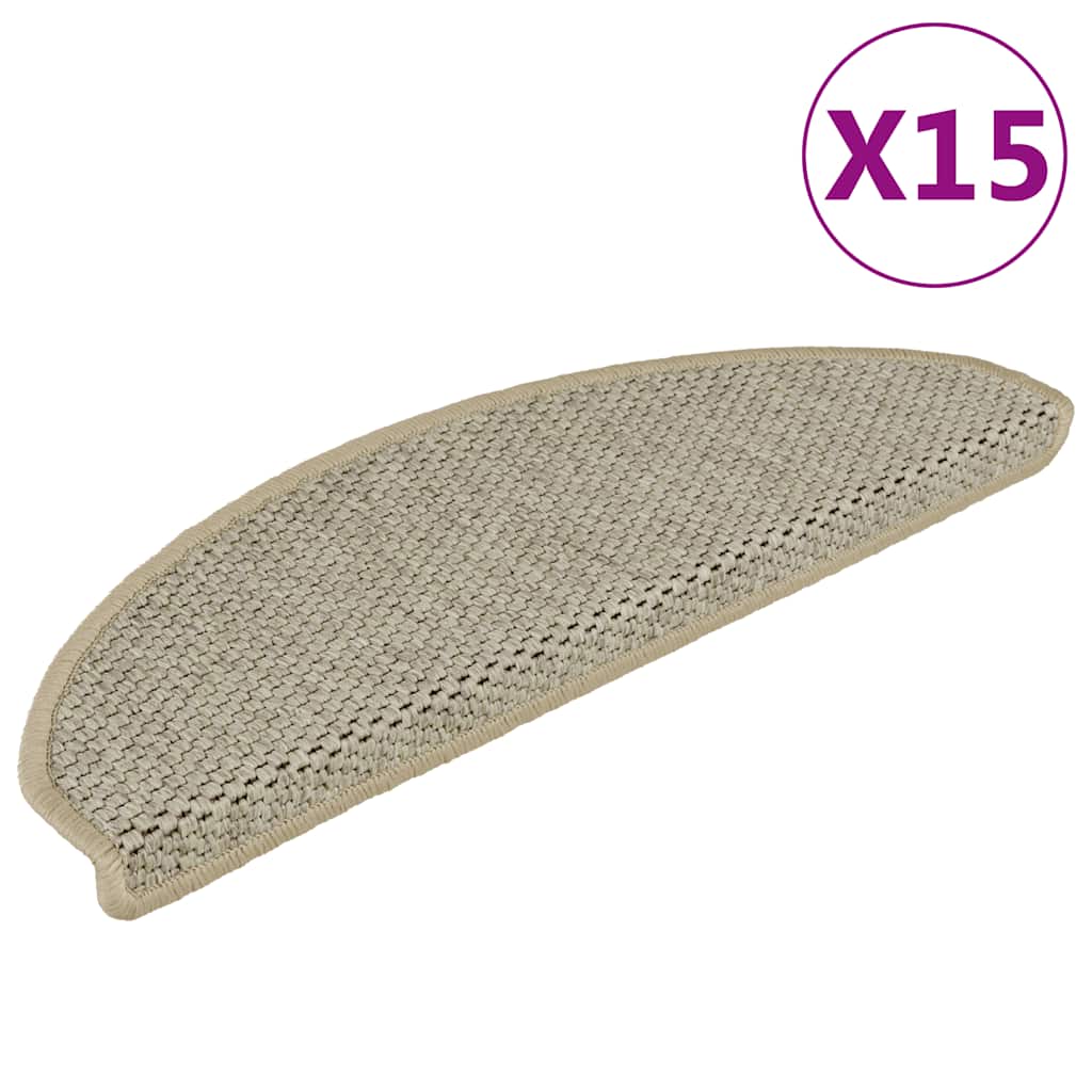 Selvklebende trappematter sisal 15 stk 65x21x4 cm lysegrønn