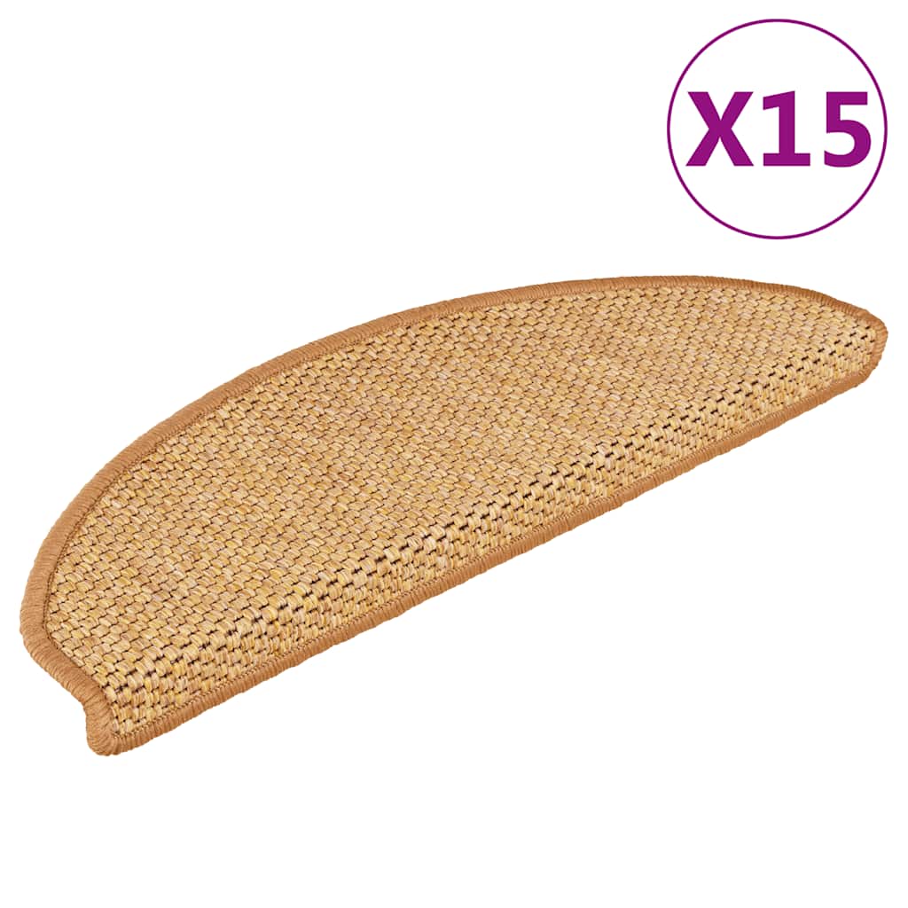 Selvklebende trappematter sisal-utseende 15 stk 65x21x4 sisal