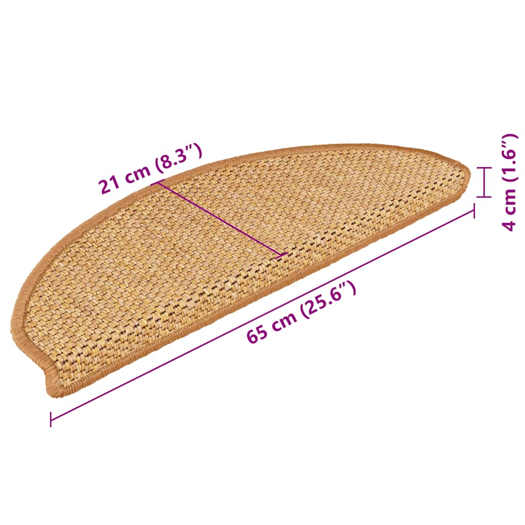 Selvklebende trappematter sisal-utseende 15 stk 65x21x4 sisal