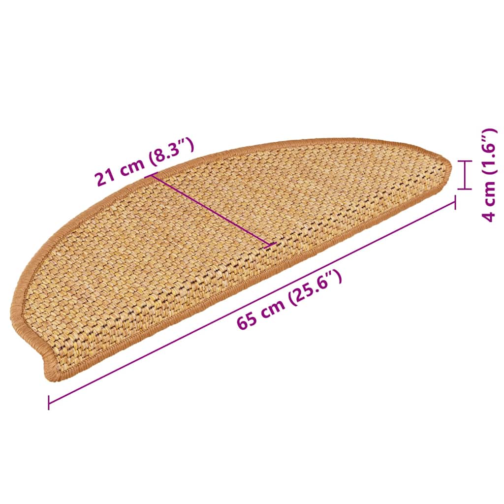 Selvklebende trappematter sisal-utseende 15 stk 65x21x4 sisal