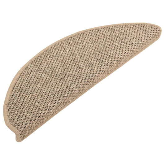Selvklebende trappematter sisal 15 stk 65x21x4 cm mørk beige