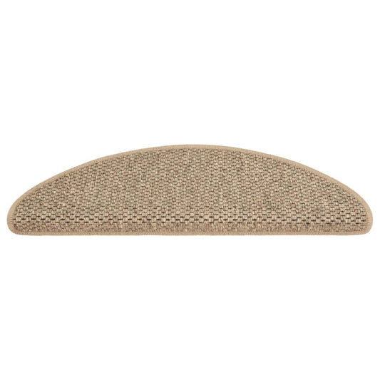 Selvklebende trappematter sisal 15 stk 65x21x4 cm mørk beige