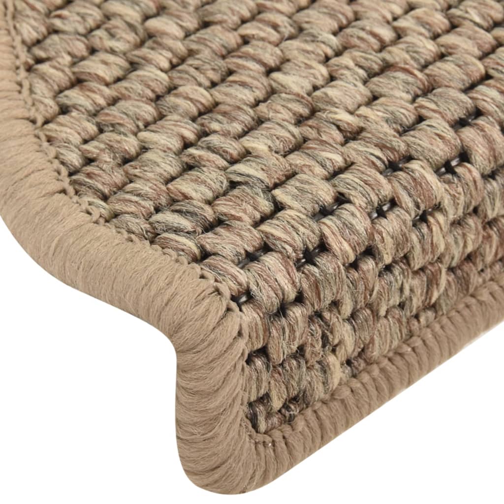 Selvklebende trappematter sisal 15 stk 65x21x4 cm mørk beige