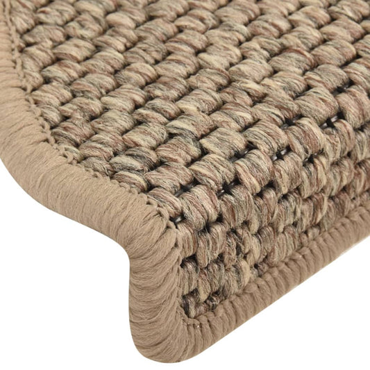Selvklebende trappematter sisal 15 stk 65x21x4 cm mørk beige