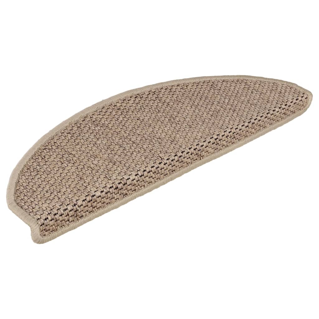 Selvklebende trappematter sisal-utseende 15 stk 65x21x4 cm sand