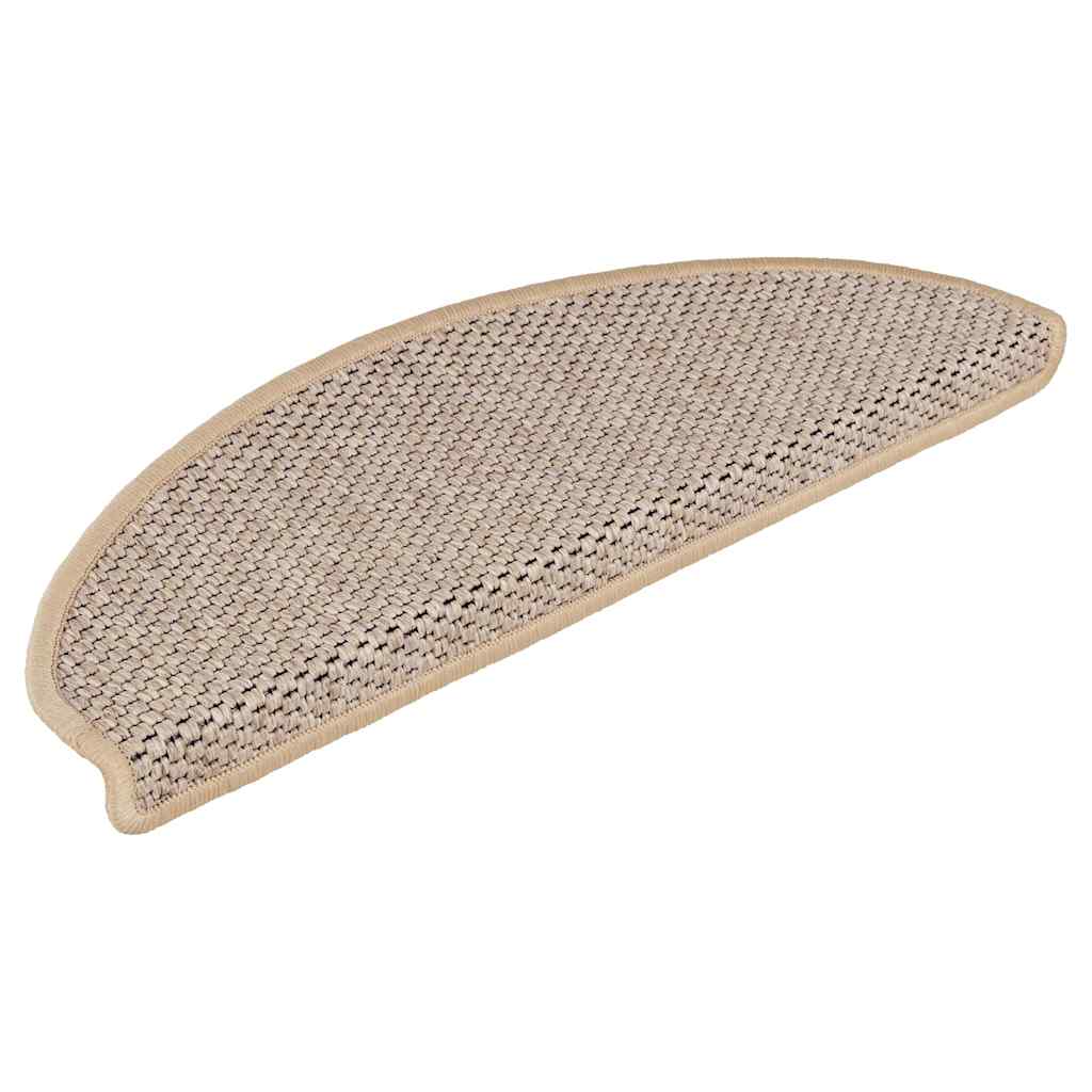 Selvklebende trappematter sisal 15 stk 65x21x4 cm lys beige