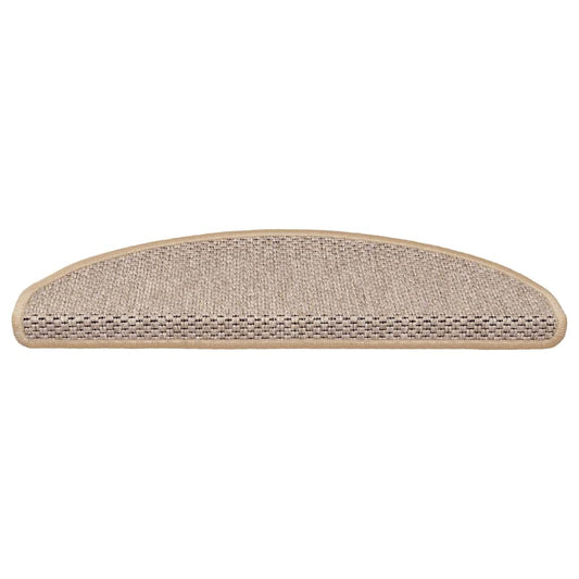 Selvklebende trappematter sisal 15 stk 65x21x4 cm lys beige