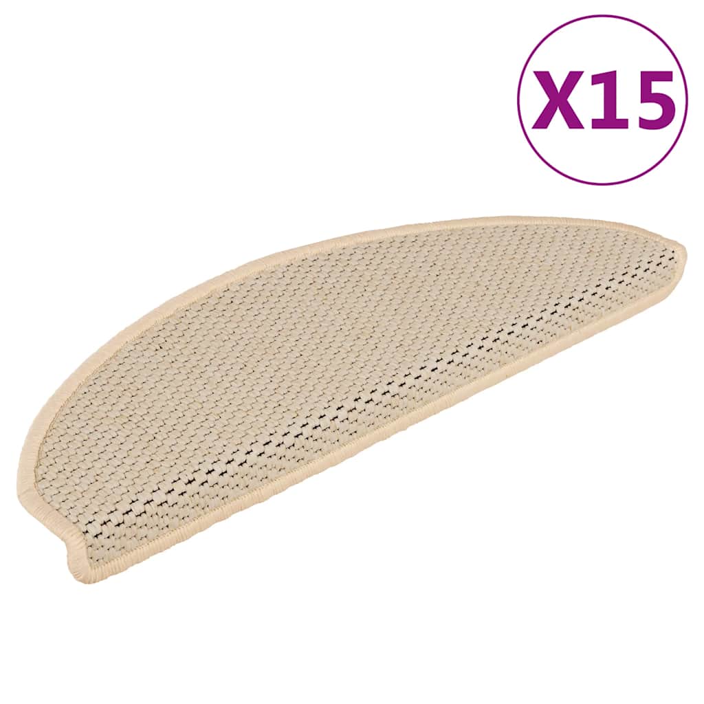 Selvklebende trappematter sisal-utseende 15stk 65x21x4 berber
