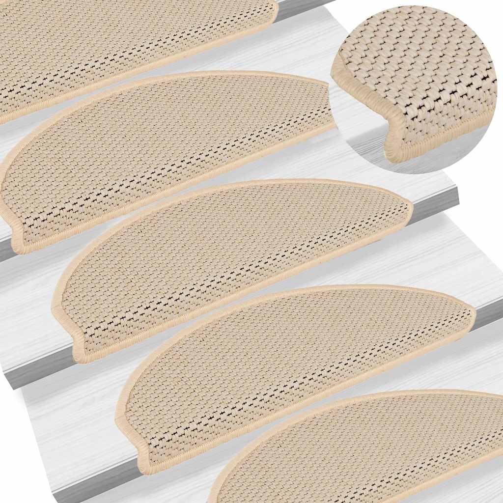 Selvklebende trappematter sisal-utseende 15stk 65x21x4 berber