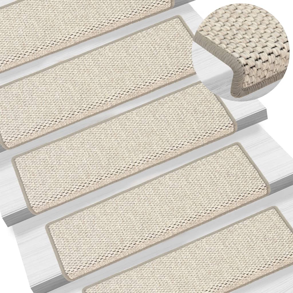 Selvklebende trappematter sisal 15 stk 65x21x4 cm platina