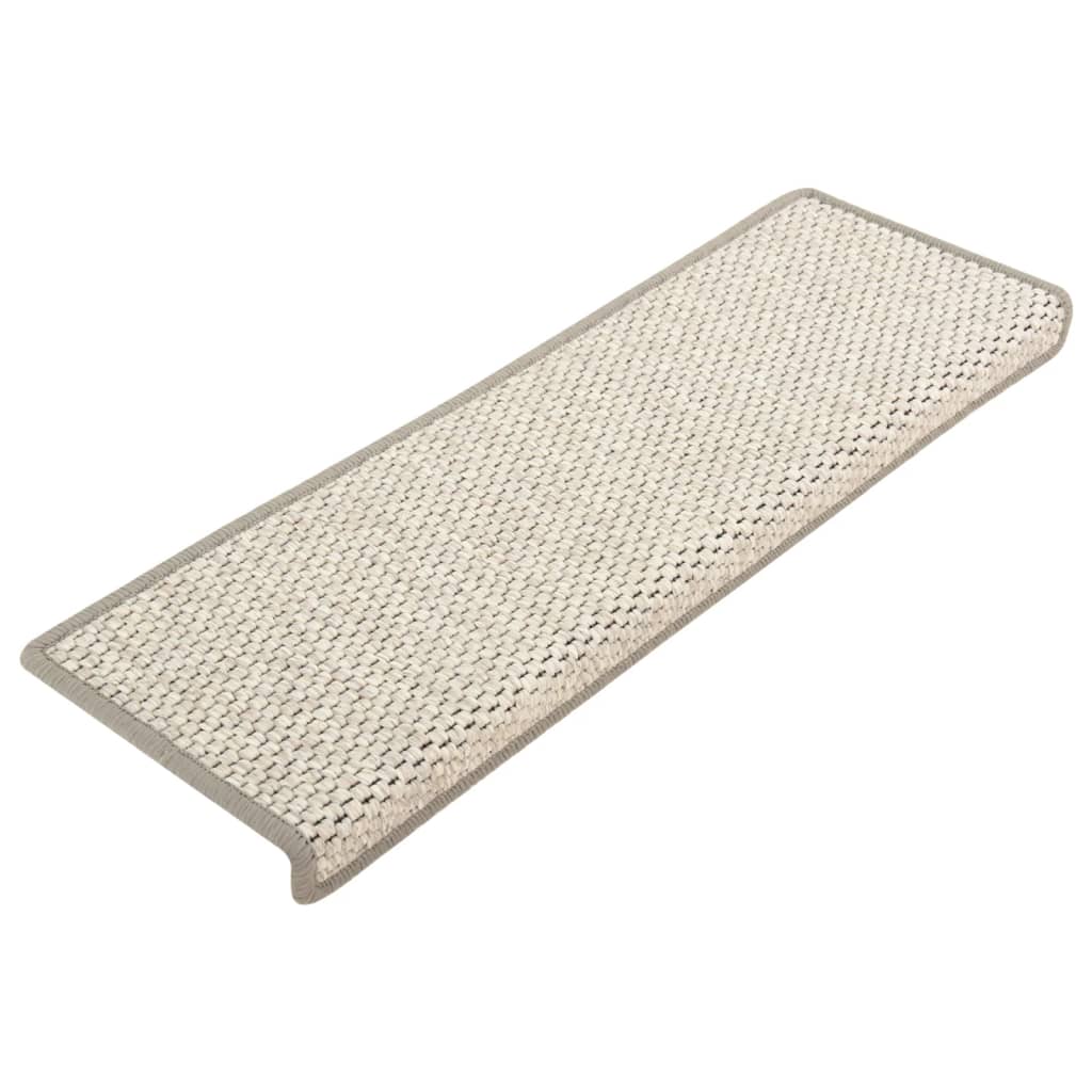 Selvklebende trappematter sisal 15 stk 65x21x4 cm platina