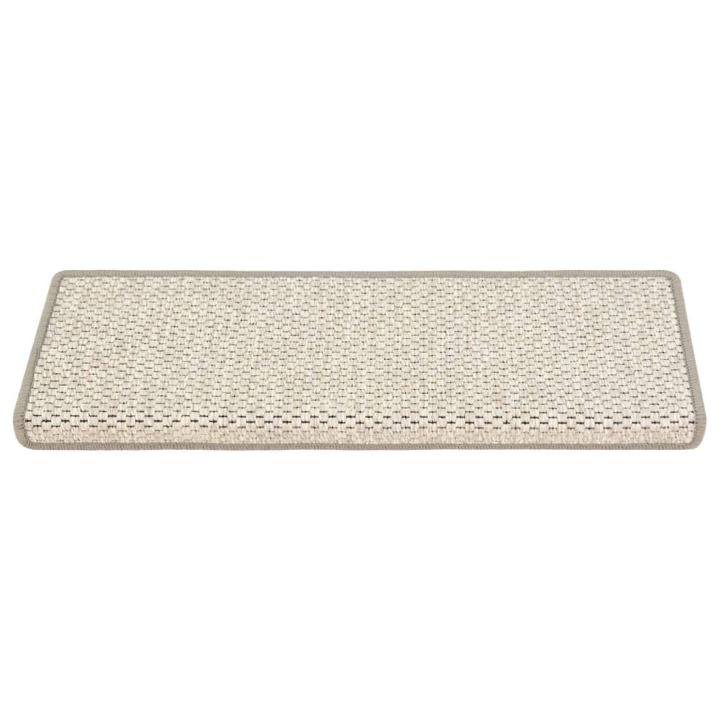Selvklebende trappematter sisal 15 stk 65x21x4 cm platina