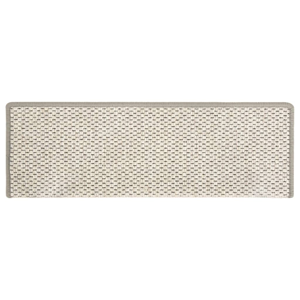 Selvklebende trappematter sisal 15 stk 65x21x4 cm platina