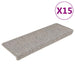 Selvklebende trappematter sisal-utseende 15 stk 65x21x4 cm sølv