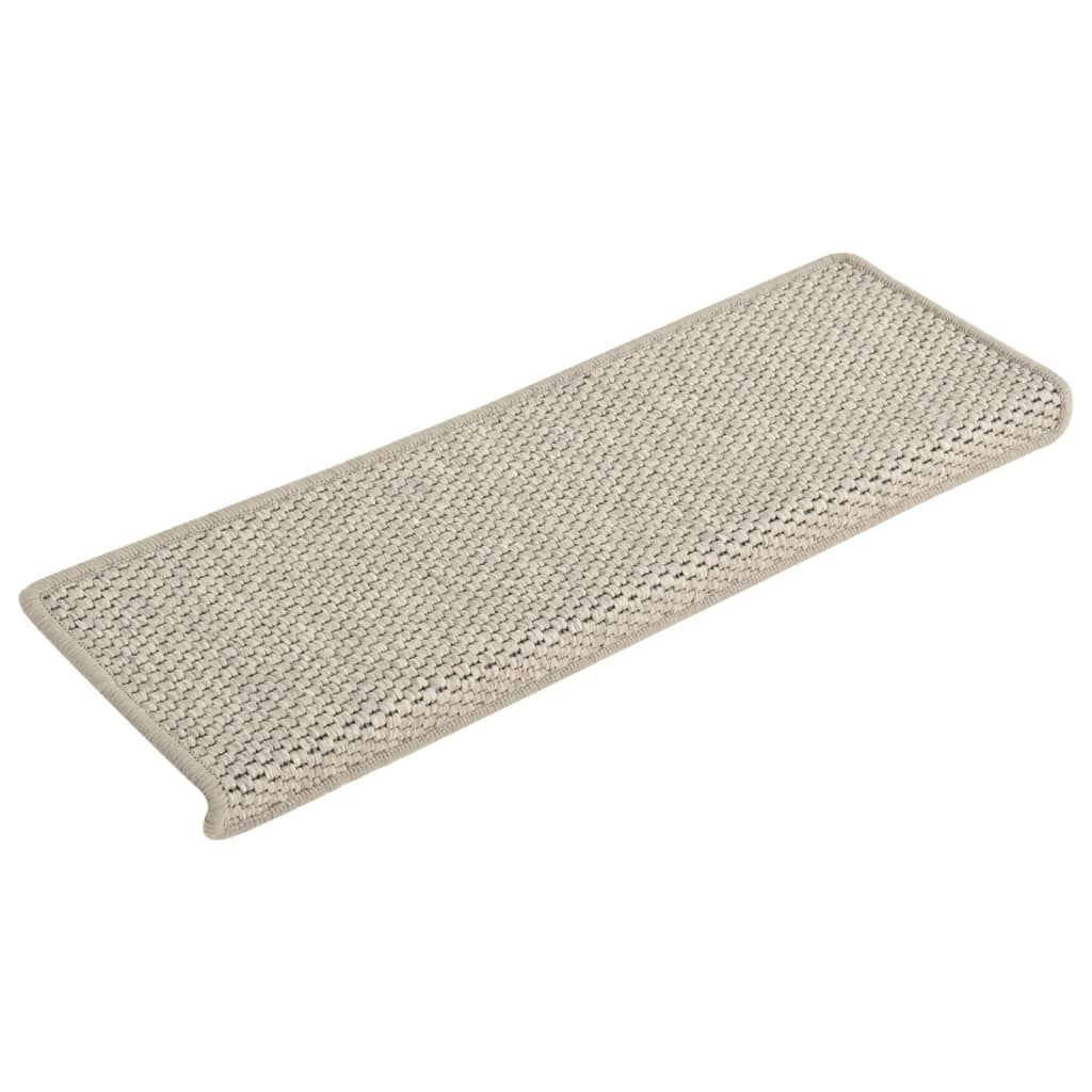 Selvklebende trappematter sisal-utseende 15 stk 65x21x4 cm sølv