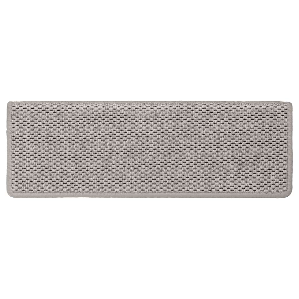 Selvklebende trappematter sisal-utseende 15 stk 65x21x4 cm sølv