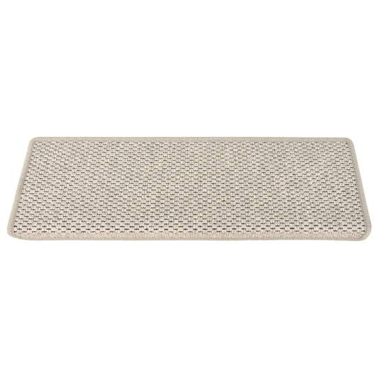 Selvklebende trappematter sisal-utseende 15 stk 65x21x4 cm sølv