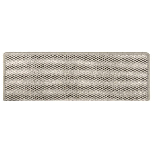 Selvklebende trappematter sisal-utseende 15 stk 65x21x4 cm sølv