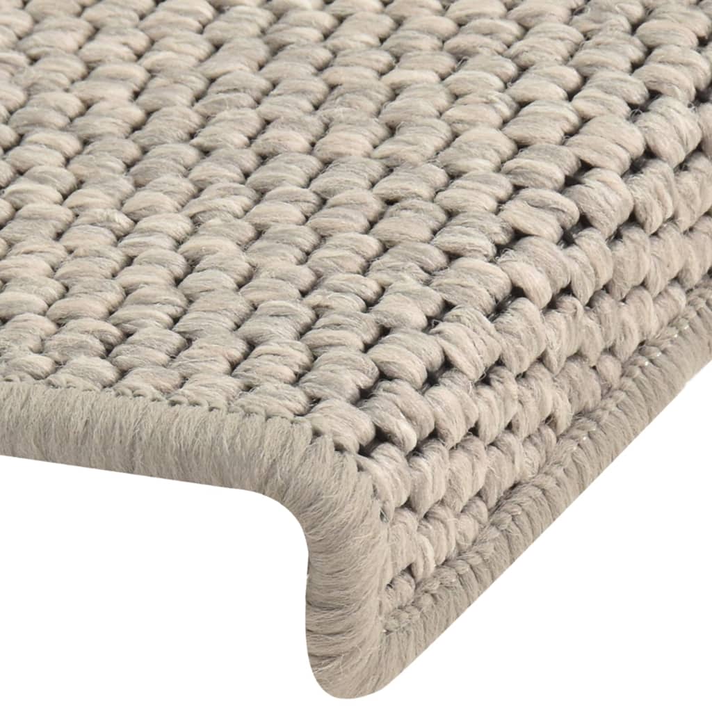 Selvklebende trappematter sisal-utseende 15 stk 65x21x4 cm sølv