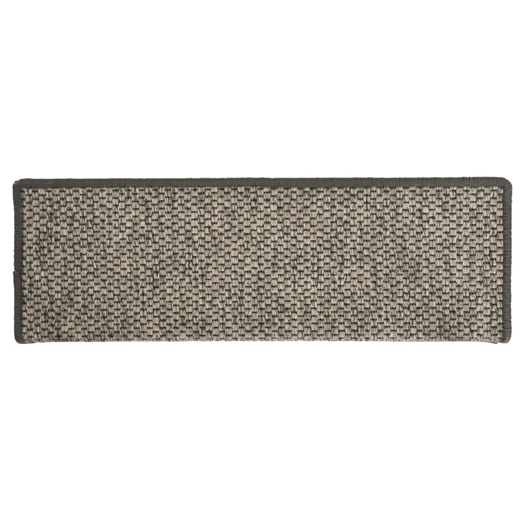 Selvklebende trappematter sisal 15 stk 65x21x4 cm grå og beige